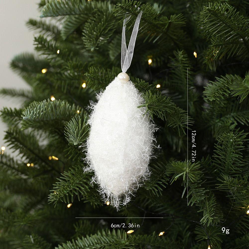 White Christmas Tree Ornament Plush Texture Christmas Hanging Ornament Plush Christmas Ornament