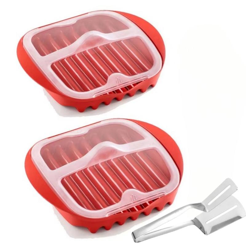 Microwave Bacon Maker Cooker Tray with Splatter Lid Safety Quick No Mess Pizza Tray in few Minute Efficient Food PrepKitchenTool