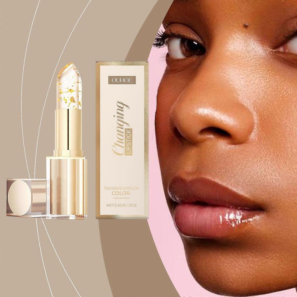 Ouhoe Gold Foil Color-Changing Nourishing Lip Balm Nourishes And Moisturizes With Water-Like Glass, Softening And Moisturizing The Lip Skin Without Ca