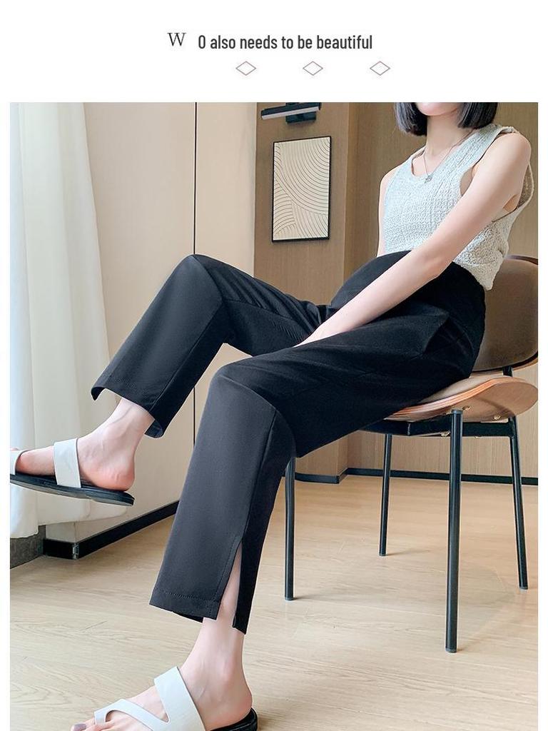 High Elastic Belly Support Maternity Slimming Straight-Leg Pants for Spring, Summer, and Autumn