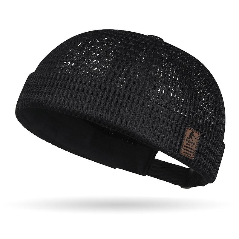 

Leather Label Hollowed-out Large Mesh Tang Hats for Men and Women Hip-hop Breathable Landlord Hats Adjustable 55-60cm