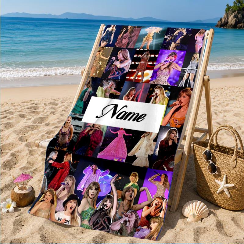 Custom Name Beach Towel Taylor Top singer Microfiber Beach Towel, Lightweight for Summer Travel, Swimming Pool Fan Birthday Gift