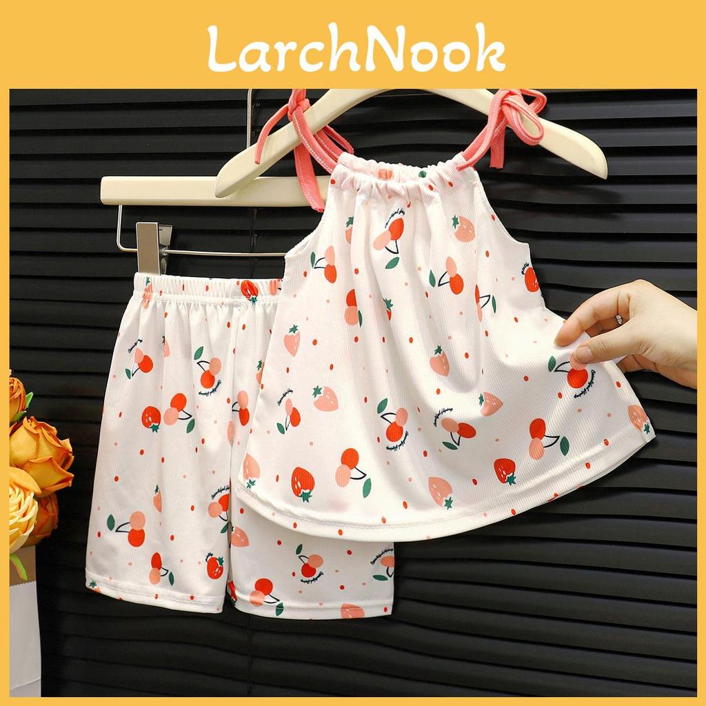 Summer Girl Shorts Pajama Set With Ice Silk Fabric For Toddler Girls