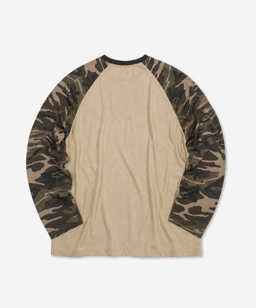 POLYGRAM Camo Oversized Raglan Long Sleeve T-Shirt - Beige