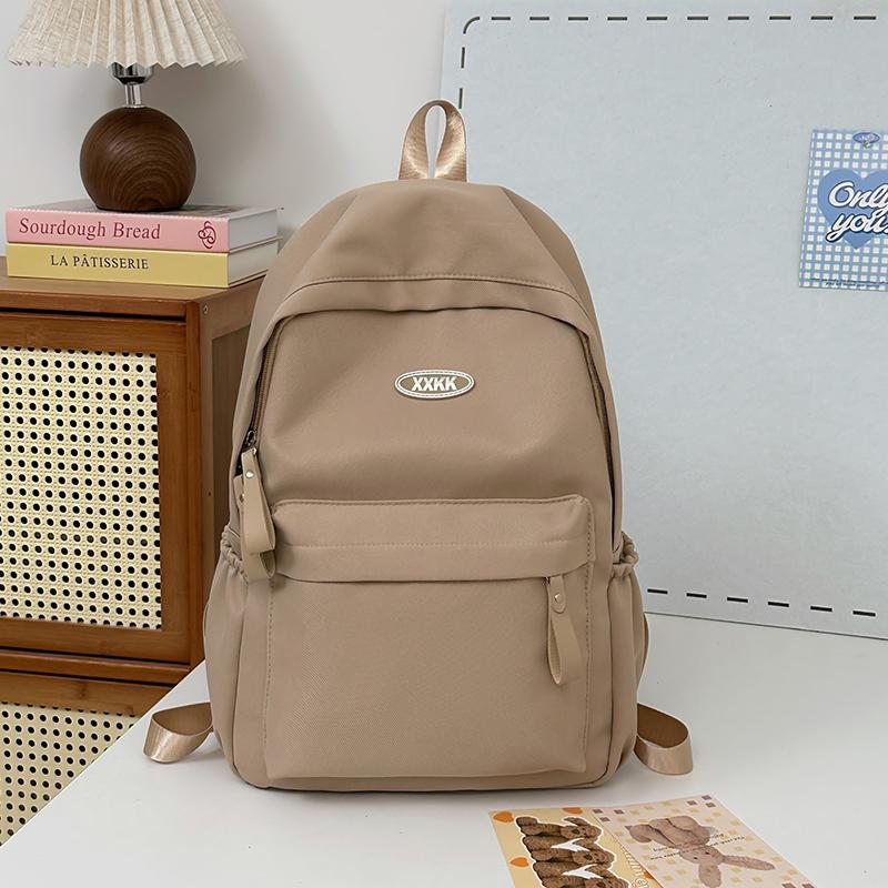 Solid Color Student School Bag Women's Large Capacity Backpack Campus Backpack