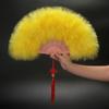 Chinese Handheld Feather Fan Traditional with Tassels Wedding Folding Fan Elegant Colorful Show Dance Fan