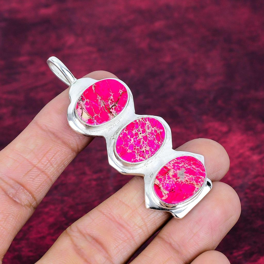 Pink Sea Sediment Jasper 925 Solid Sterling Silver Pendant, Handmade Gemstone Pendant Jewelry, Gifts For Wife Brand New Pendant