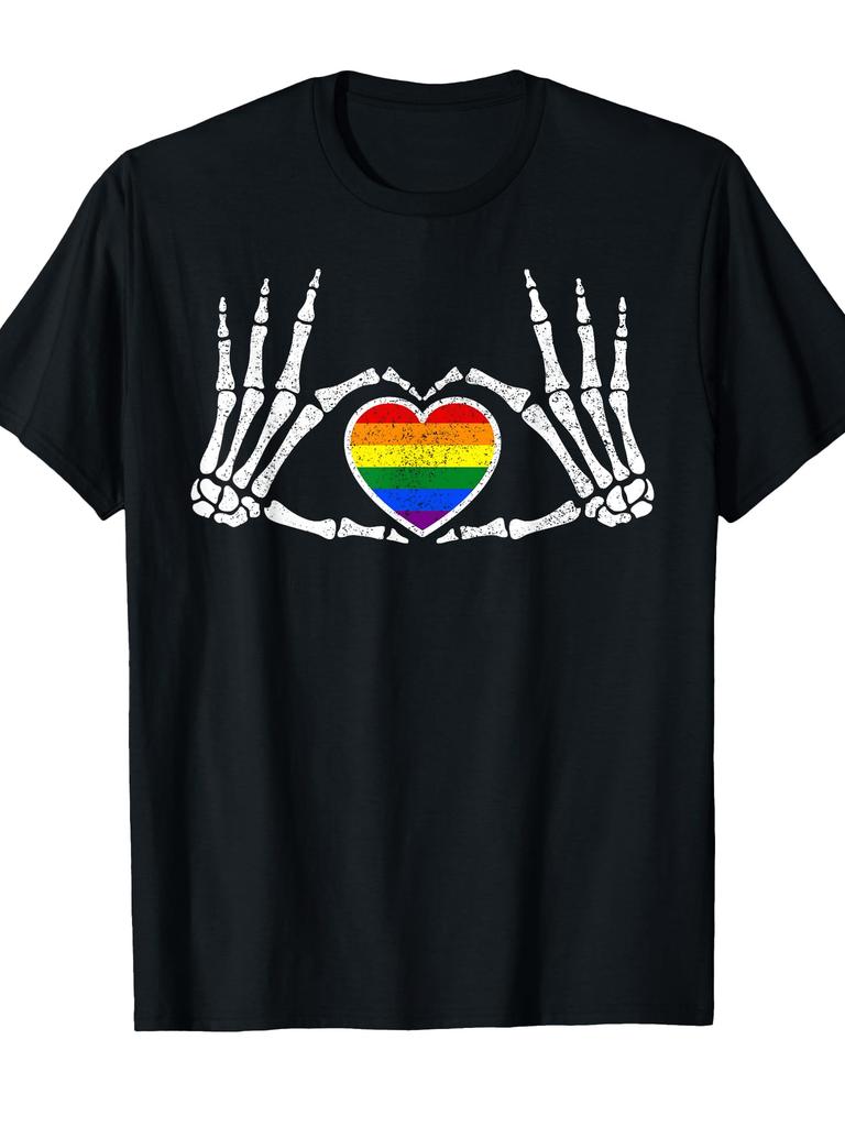 Unisex T-shirt Gothic Goth Skeleton Gay Pride LGBTQ Halloween Costume T-Shirt