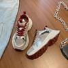 Platform Dad Shoes for Women 2025 Autumn and Winter New Retro Versatile Casual Ankola Red and Silver Heightening Sneakers for Women