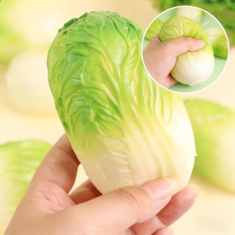 Car Beautiful Stickers Realistic-Looking Squishy Cabbage Squeeze Toy Stress Easing Soft Rubber Venting Fidget Toy Realistic Vegetable Shape Stress Easing Toy