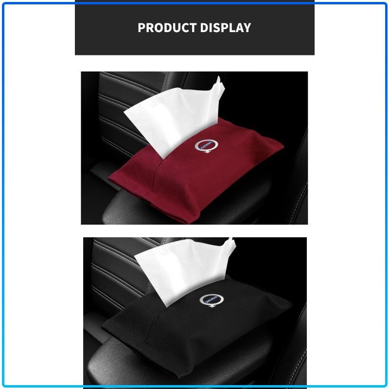 Suede Car Tissue Box Cover Sun Visor Seat Backrest Suspension For Volvo XC90 XC60 XC70 XC40 V90 V60 V40 C70 C30 S80