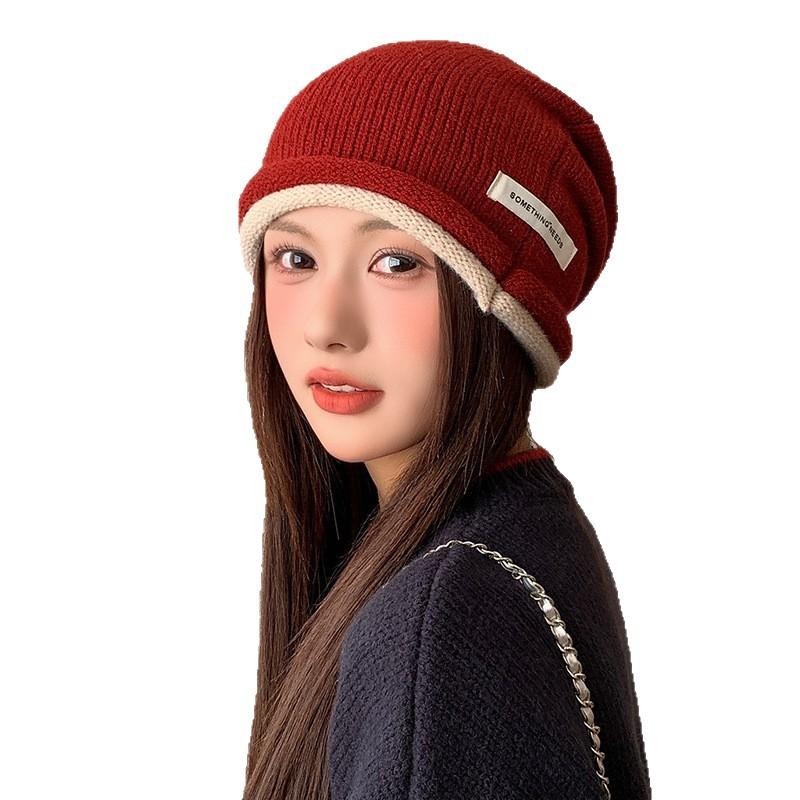 Korean-style Versatile Knitted Hat for Women In Autumn and Winter, Makes the Face Look Smaller, Ear-protecting Cold Weather Hat, Large Head