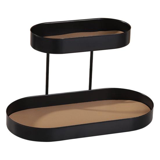 

Поднос для украшений, двухъярусный, отдельно стоящий, кованая рама, удобный туалетный столик, держатель для украшений, хозяйственные принадлежности чёрный