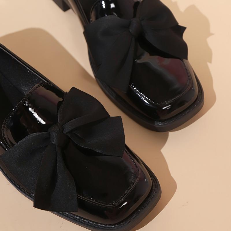 Elegant Loafers - Breathable Low-Heel Dress Shoes with Bow Detail, Slip-On Design, All-Season Comfort Work Footwear, Mary Janes Style Office Shoes