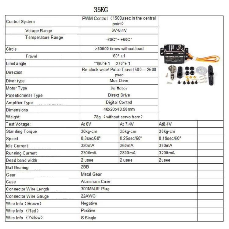 Hard Waterproof Digital Servo 35kg High Twisting Output Full Aluminum Body Steering Servo for Crawlers Truck Upgrades