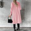 Women Thermal Woolen Overcoat Mid Length Double Breasted Turn Down Collar Solid Color Long Sleeved Jacket for Commuting Dating Spring Fall and Winter