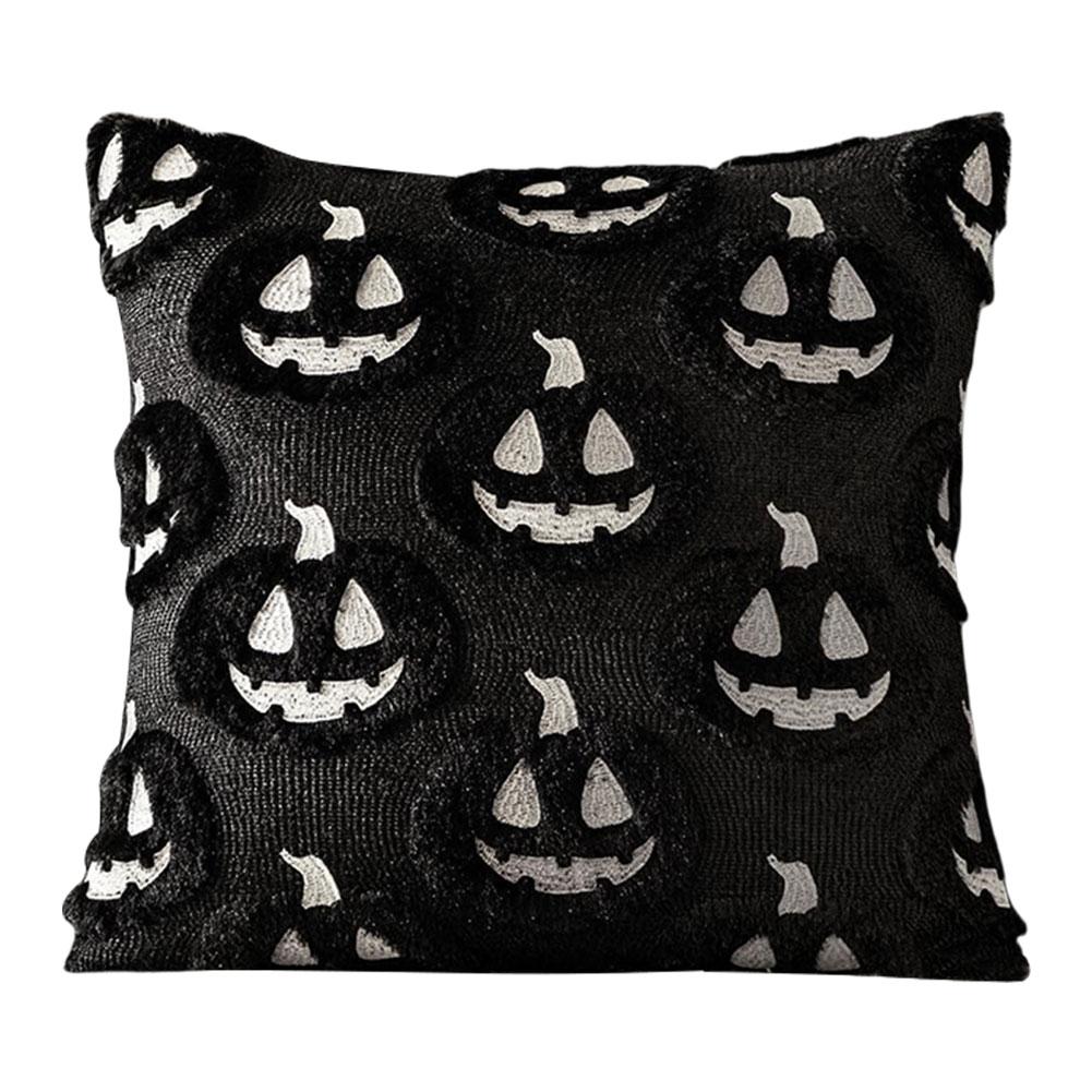 Halloween Plush Faux Fur Pillowcase Washable Ghost&Pumpkin Pillow Cover Throw Pillow Cover for Couch Sofa Bedroom Home Decor
