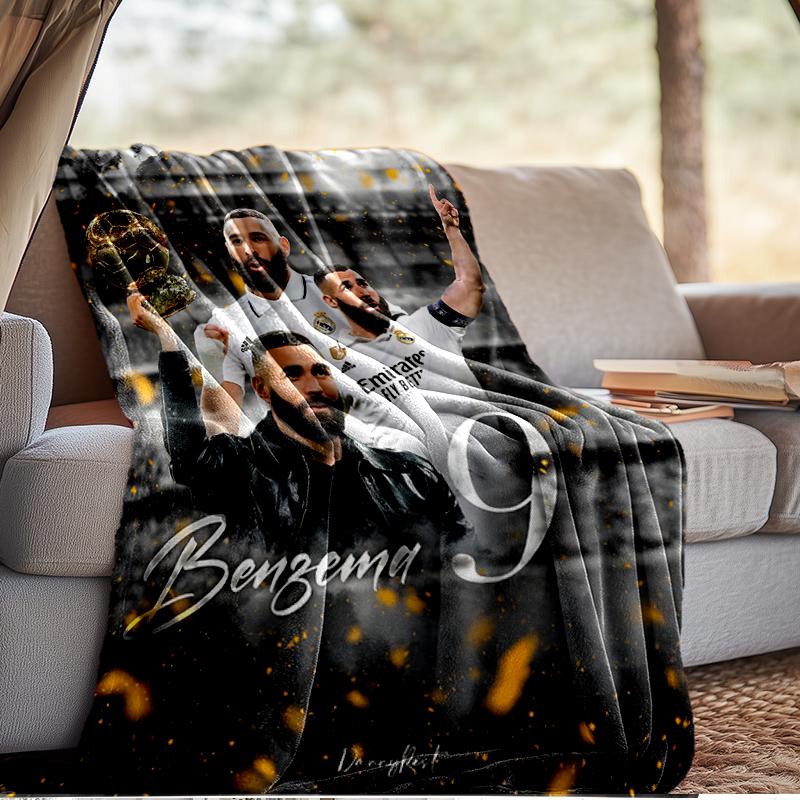 Real Madrid Karim Forever Blanket Lightweight Ideal Bedding Blanket Perfect for Travel, Camping, Living Rooms, Offices, Sofas, Fan Christmas gift