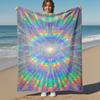 1PC Rainbow StarburstOutdoor Flannel Blanket - Soft Plush Decor for Picnics, camping, Bedroom, Playroom, Office, or Lunch Break 1289A