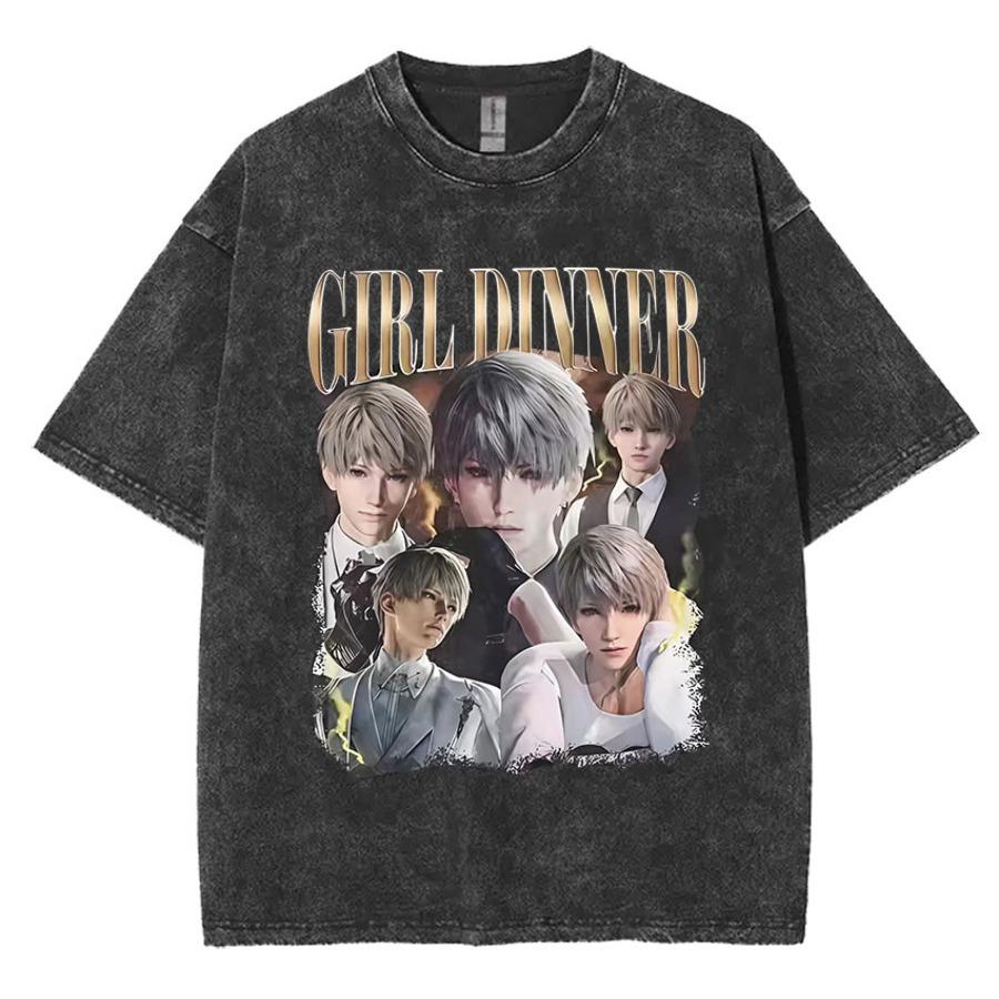 Funny Girl Dinner Caleb Graphic Tee Shirt Love and Deepspace Novelty Cotton T Shirts Fashion High Quality Vintage Washed Women T-Shirt