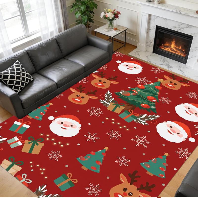 Christmas Printed Square Area Rug Soft Non Slip Floor Carpet For Bedroom Holiday Gift
