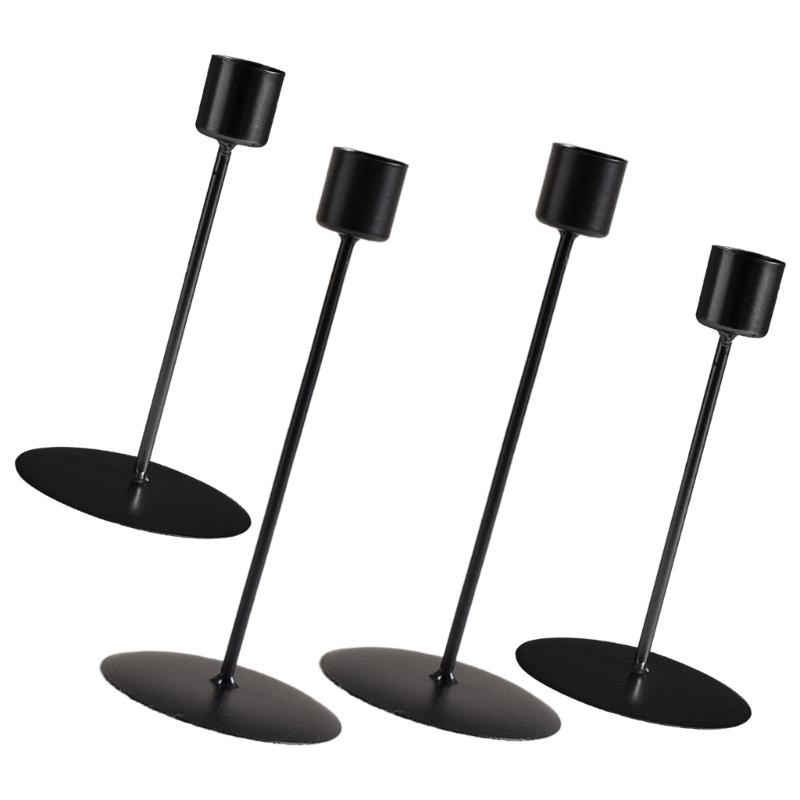 Packung mit 4 eleganten Eisenleuchtern Säulenkerzenhalter Ständer für Wohnzimmer Party Hochzeitsmittelstücke Dekoration
