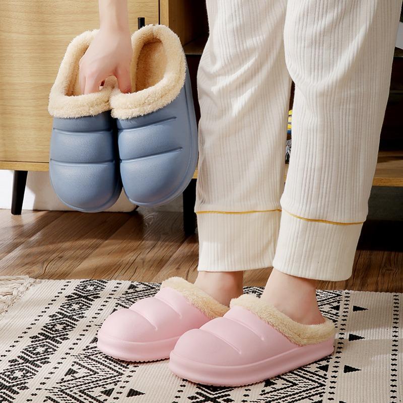 New autumn and winter couple EVA waterproof cotton slippers home thickened warm non-slip deodorant cotton slippers