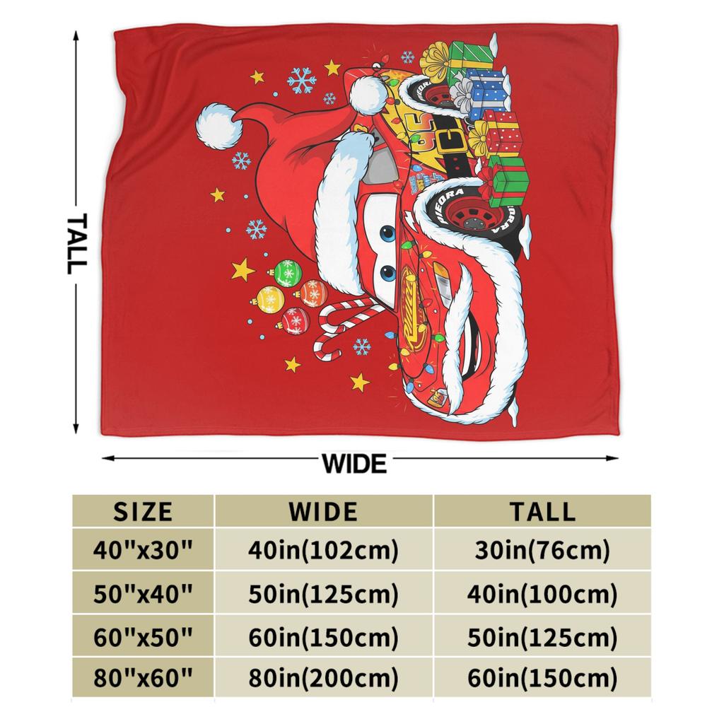 Lightning Mcqueen Cars Christmas Blanket Fleece Spring/Autumn Multi-function Warm Throw Blanket for Sofa Couch Rug Piece