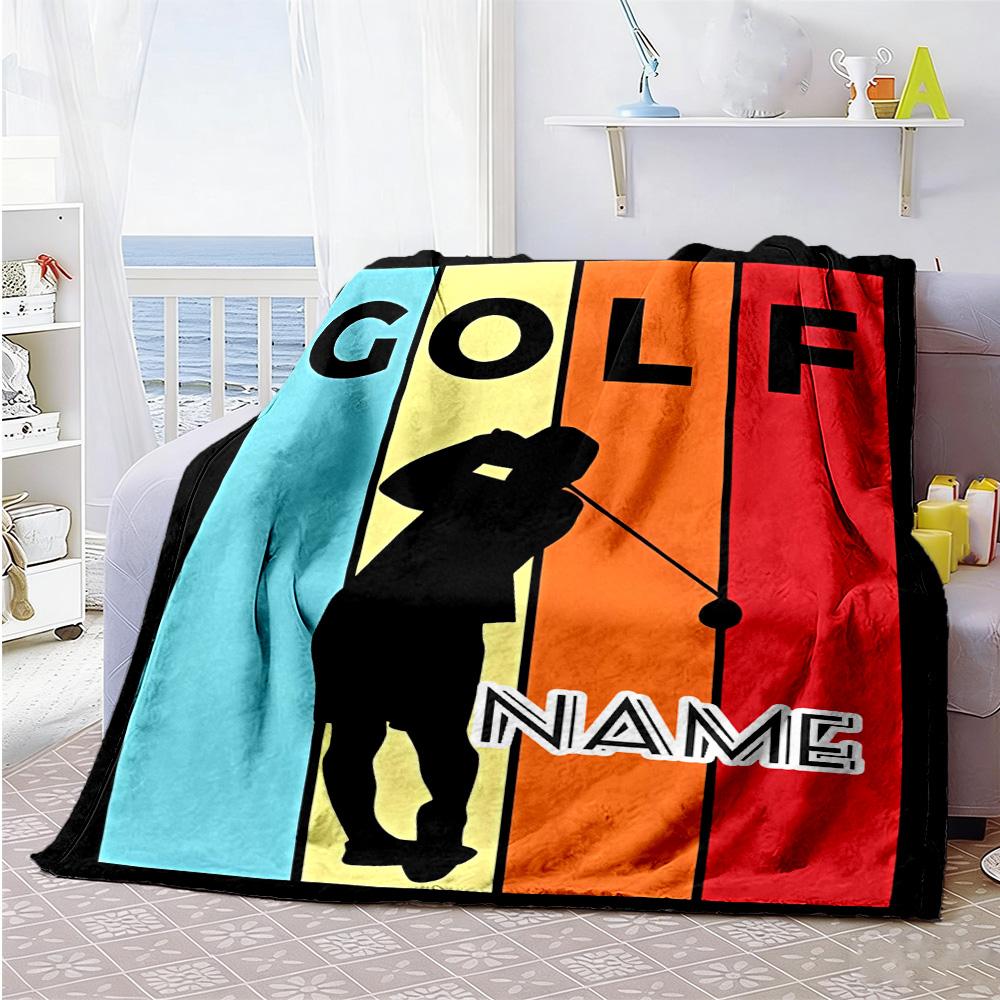 Golf Style Personalized Text Blanket Cozy Personalized Blanket Soft & Cozy Suitable for Home Decor Bed Sofa Bedding Four Seasons Multipurpose