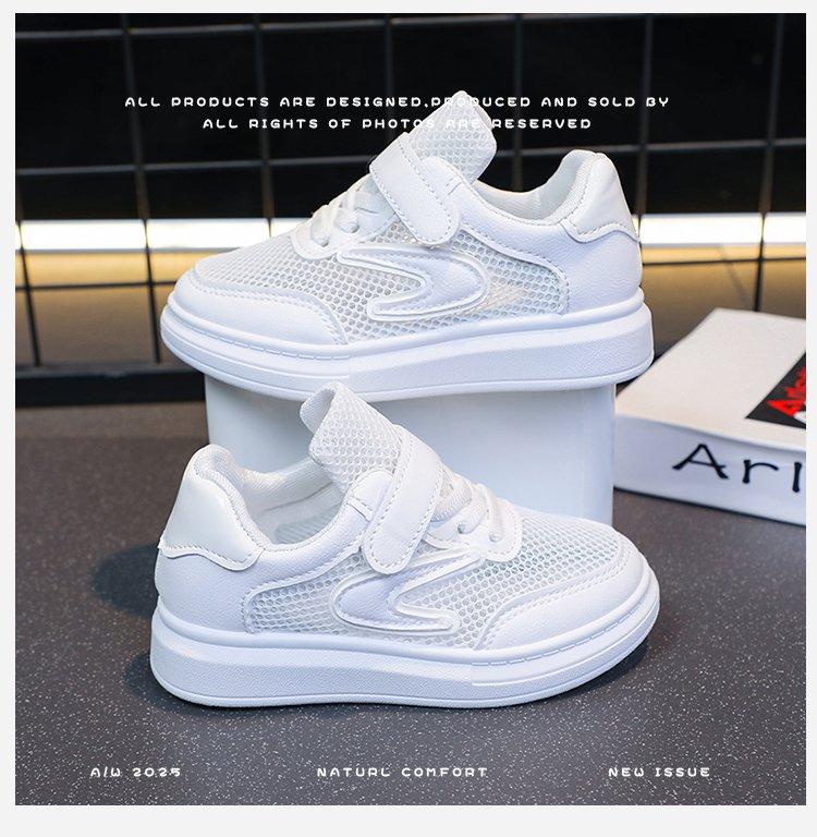 June 1st Children's Day Sports Little White Shoes Girls' Performance Shoes 2025 New 3-12 Year Old Breathable Mesh Boys' Shoes