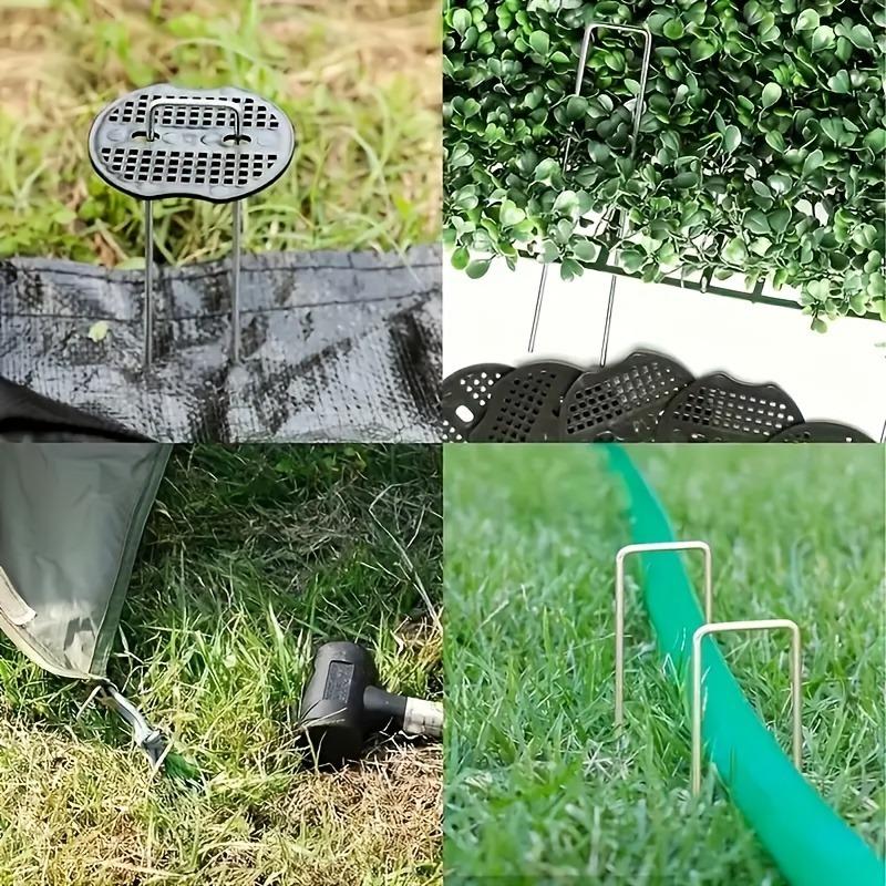 200pcs 100 Heavy Duty U Shaped Ground Stakes 100 Washers for Outdoor Tents Garden Fabric Landscape Weed Control Fabric High Strength Lawn Anchoring