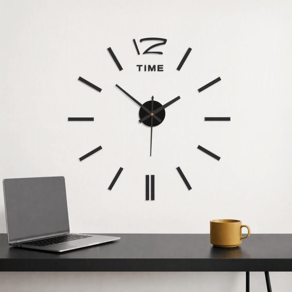 Battery Operated Wall Clock Sticker Frameless Wall Clock Decor DIY Clock Kit Office Decoration