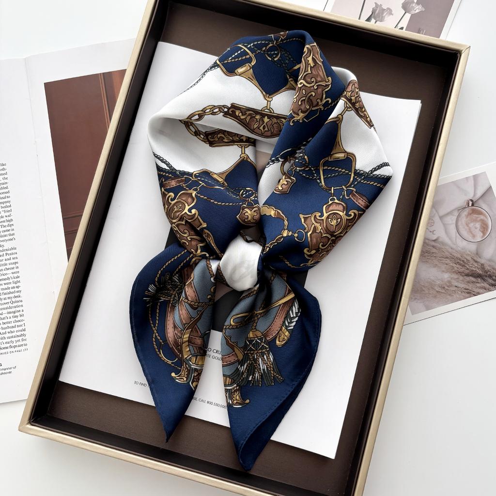 70*70cm Luxury Design Square Hair Scarf for Women Hijab Small Neck Tie Hand Wrist Kerchief Female Headband Foulard