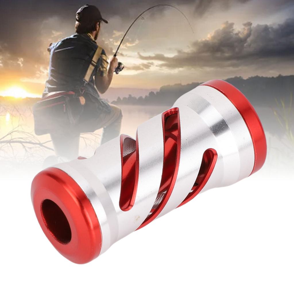 Fishing Reel Handle Knob Alloy Lightweight Wear Resist Spiral Pattern Reel Handle Grip Ball Silver Red