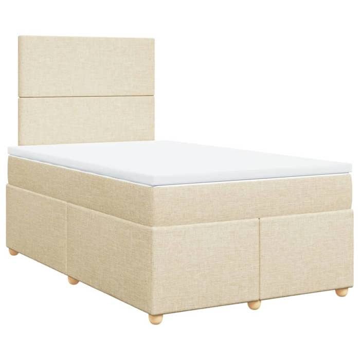 VidaXL Slatted Bed Base with Mattress Cream 120x200 Cm Fabric 3291245