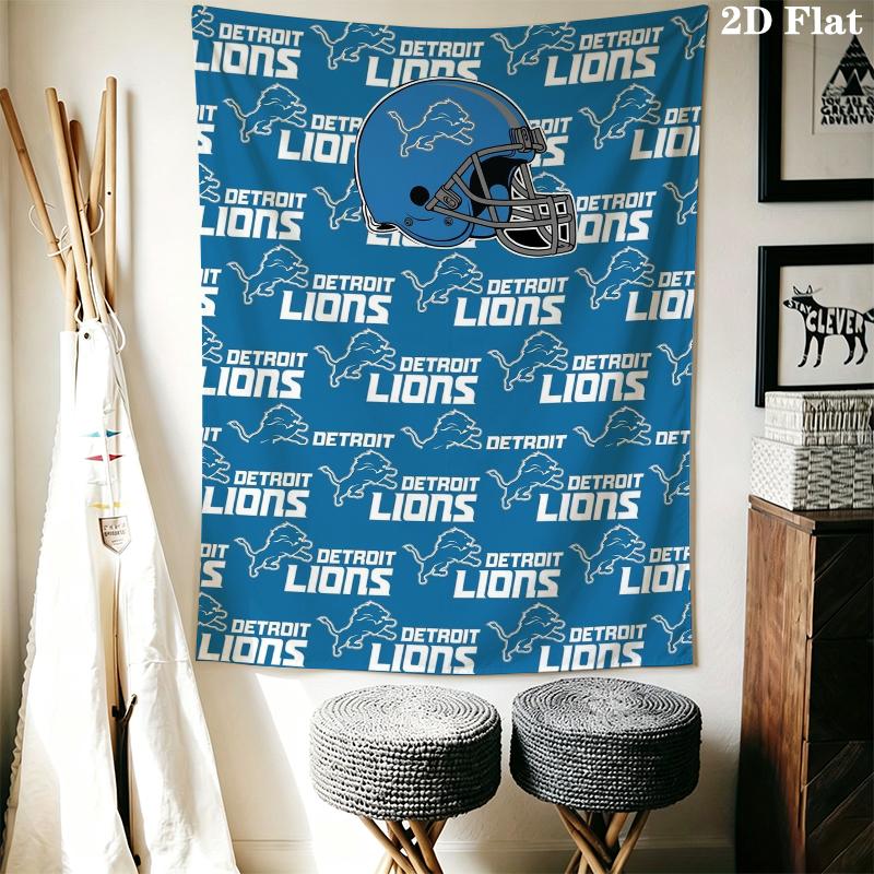 Detroit Lions Wall Tapestry Aesthetic Wall Hanging Printed Fabric Blanket Decorative Tapestries for Bedroom Living Room Home Decor