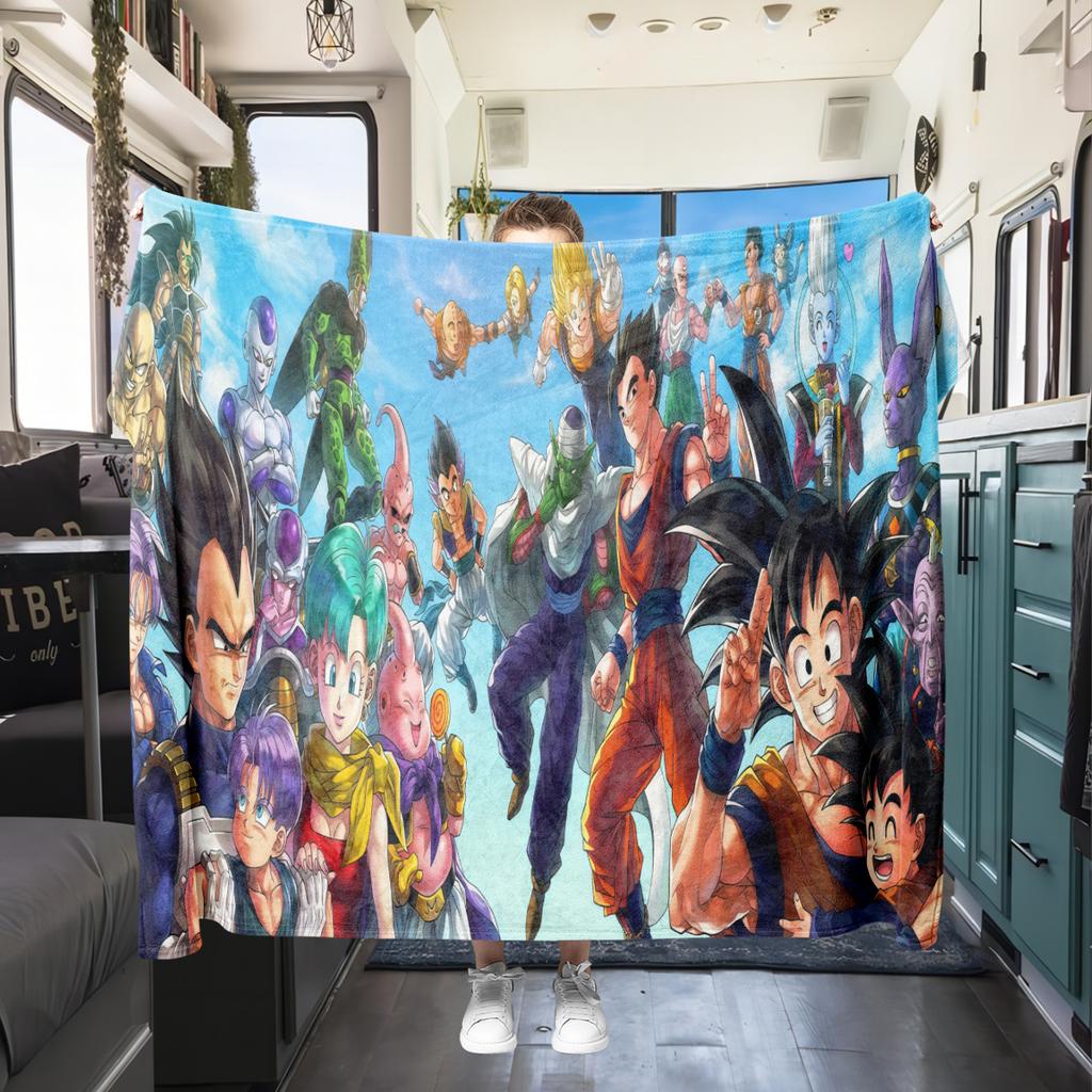 1PC DRAGON BALL  Print Flannel Blanket, High Quality All Seasons, Home Decor, Warmth and Comfort, Perfect for Christmas Gifts
