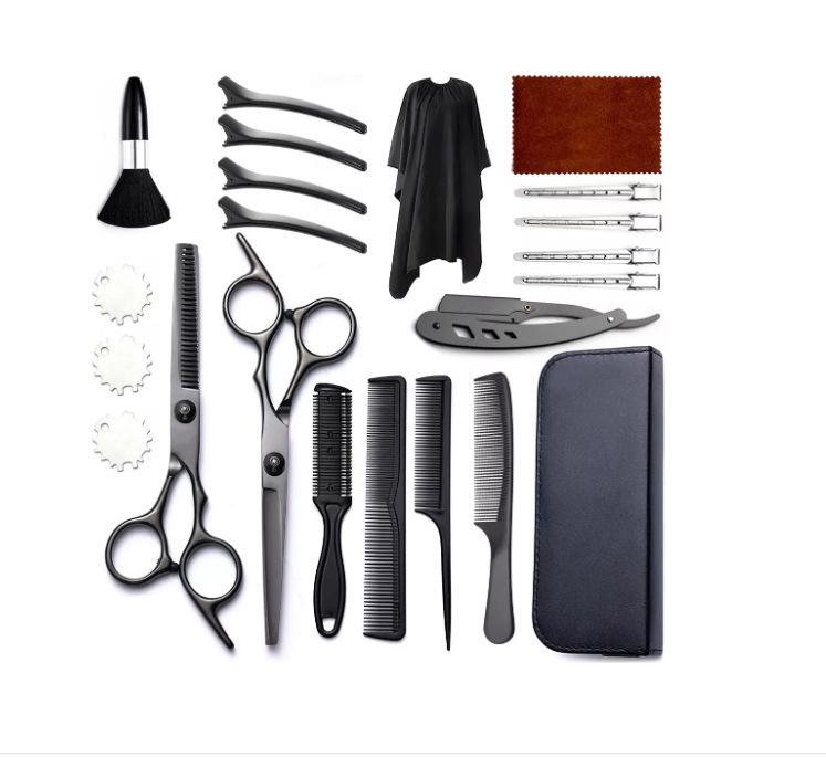 Stainless Steel Hairdressing Scissors Set: Flat, Serrated, Thinning, and Lace Shears for Styling.
