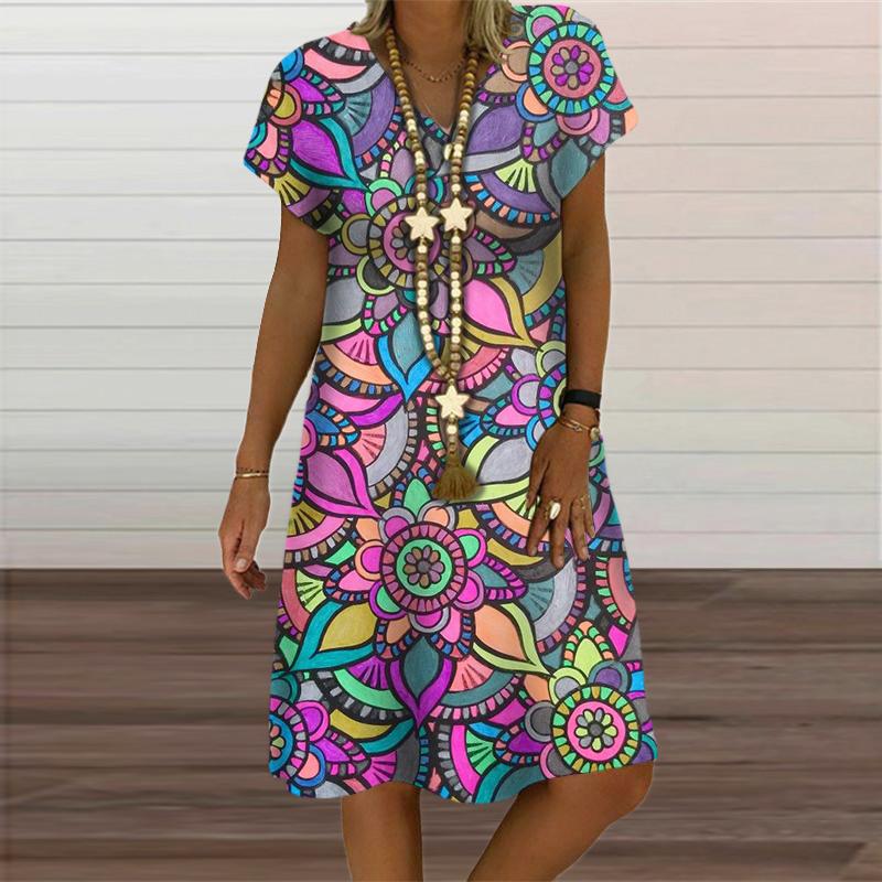 

Радужная абстрактная живопись женское платье элегантная мода 3D принт короткий рукав вечерние платья летняя повседневная свободная одежда больших размеров 8XL