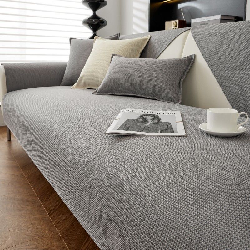 

Pure Black Waffle Faux Leather Waterproof to Prevent Leakage of Urine Sofa Cushion All Year Round Neutral Cushion Cover Fabric Non Slip Wafflick-light gray 70 * 70cm