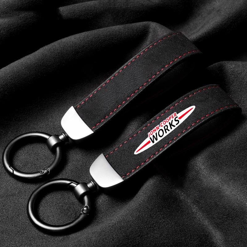 Luxe Suede Leer Auto Sleutelhanger Sleutelring Sleutelketting Auto Accessoires Voor BMW Mini Cooper R50 R53 R55 R56 R60 R61 F54 F55 F56 F60 vhdsg88