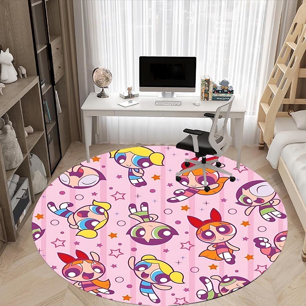 1pc Powerpuff Girls Office Round Area Rug, Under Office Chairs Bedroom Living Room Home Decor  a1022217