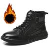 Fashion Golden Sapling Cowhide Snow Boots Men 2025 Fashion Leisure Flats Platform Man Short Booties Outdoor Casual Genuine Leather Shoes