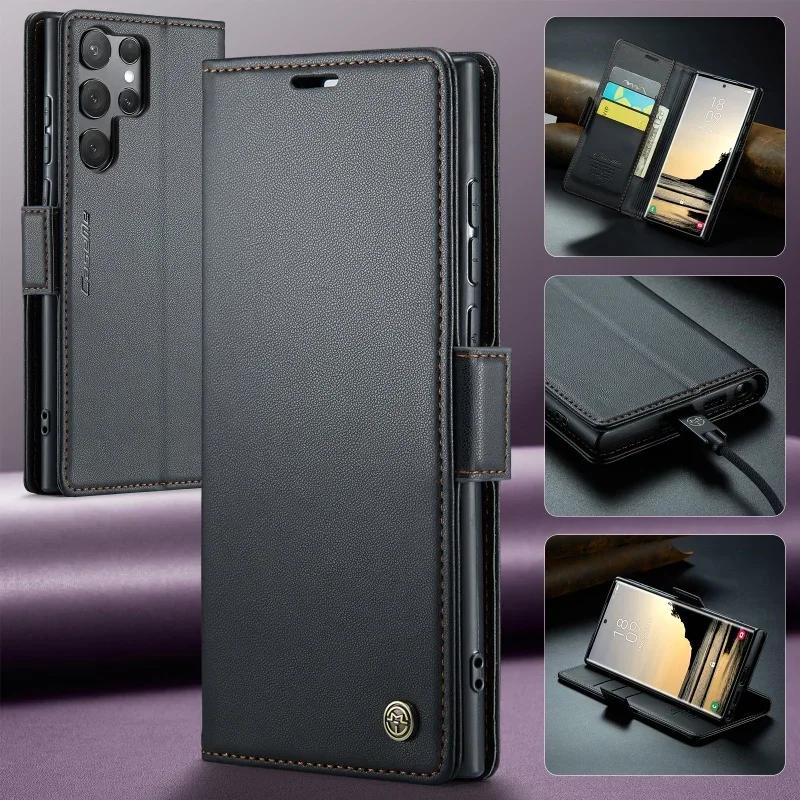 

Flip Leather Card Wallet Case for Samsung S26 S25 Edge S24FE S23 Ultra S22 A57 A27 A37 A16 A36 A56 A15 A35 A55 A34 A54 A53 Anti Drop Cover Galaxy S24+