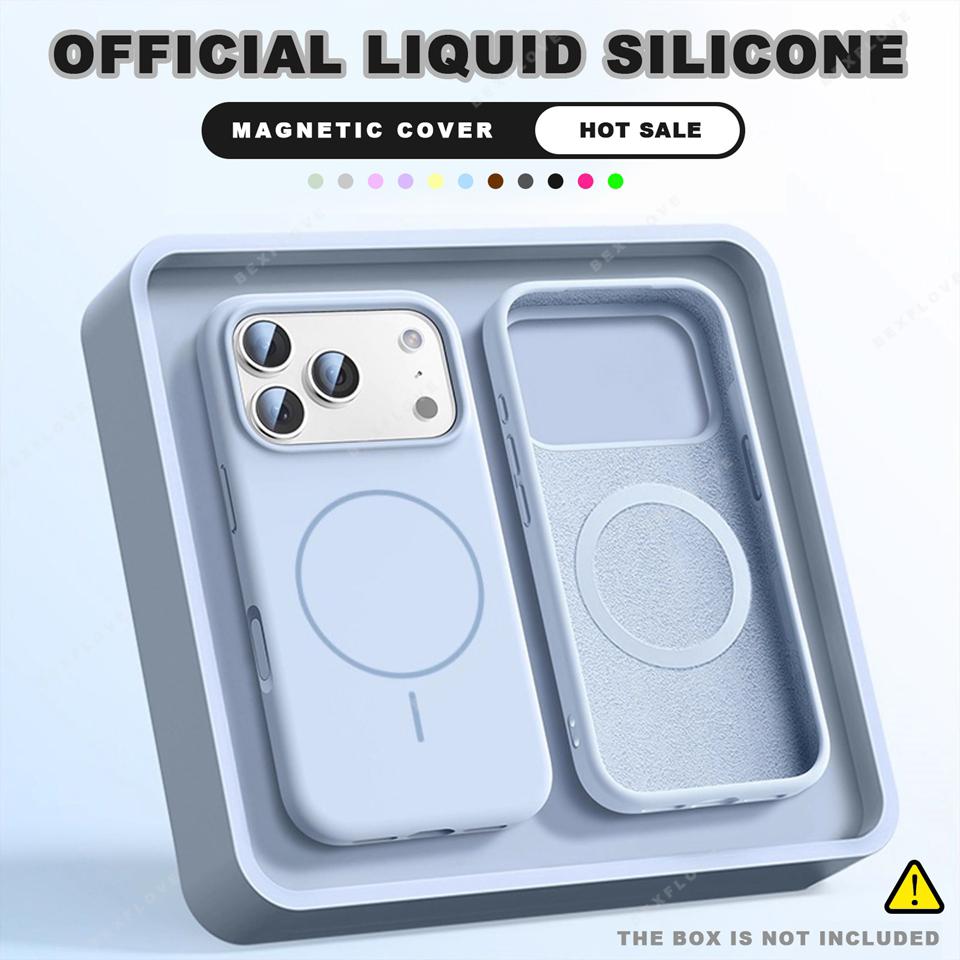 Cute Magnetic Phone Case For iPhone 17 11 12 13 16 Pro Max Air 15 14 16 Plus Magsafe Liquid Silicone Charge Protector Soft Cover