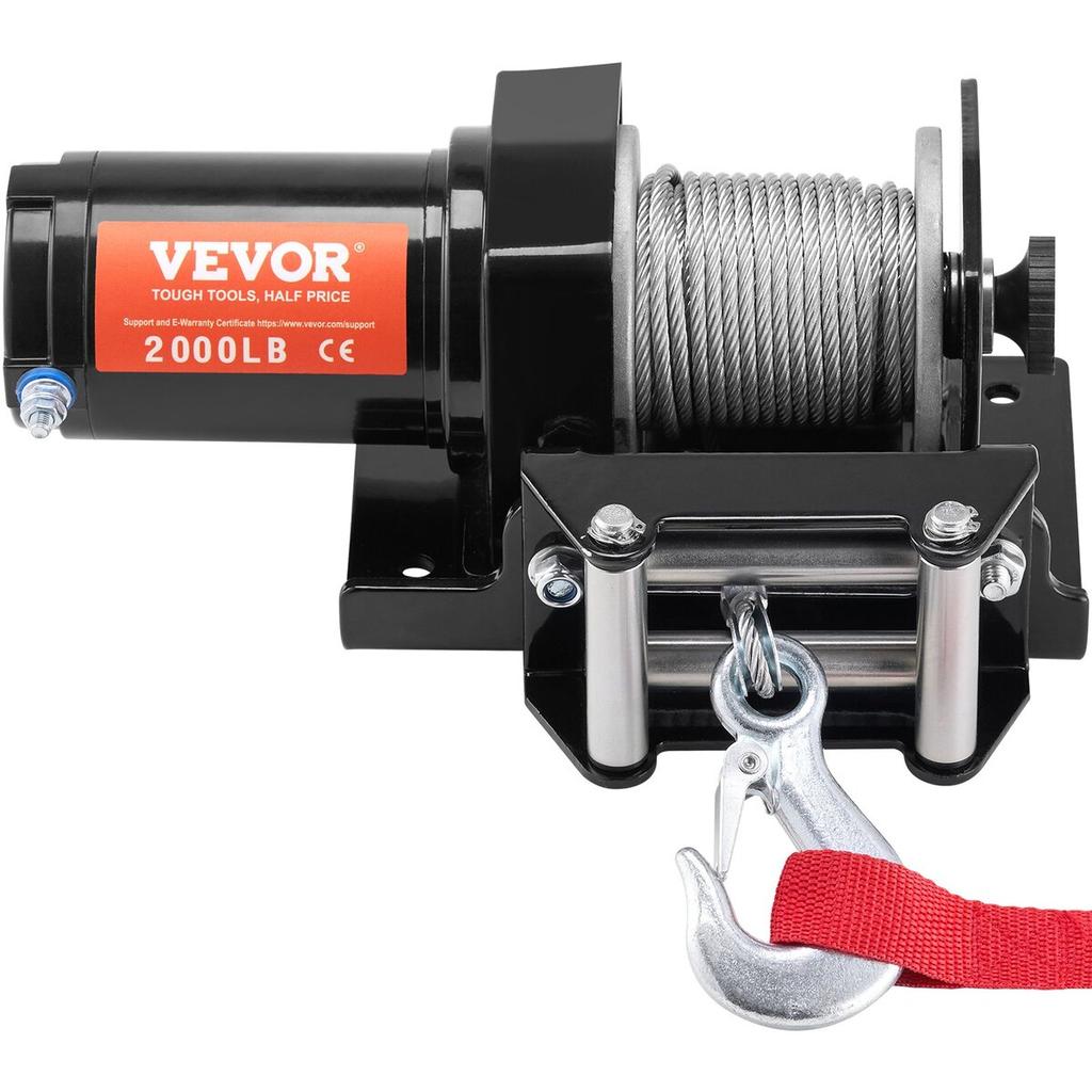 Electric Winch ATV UTV 2000 lb Steel Cable IP 55 Waterproof Wired Control