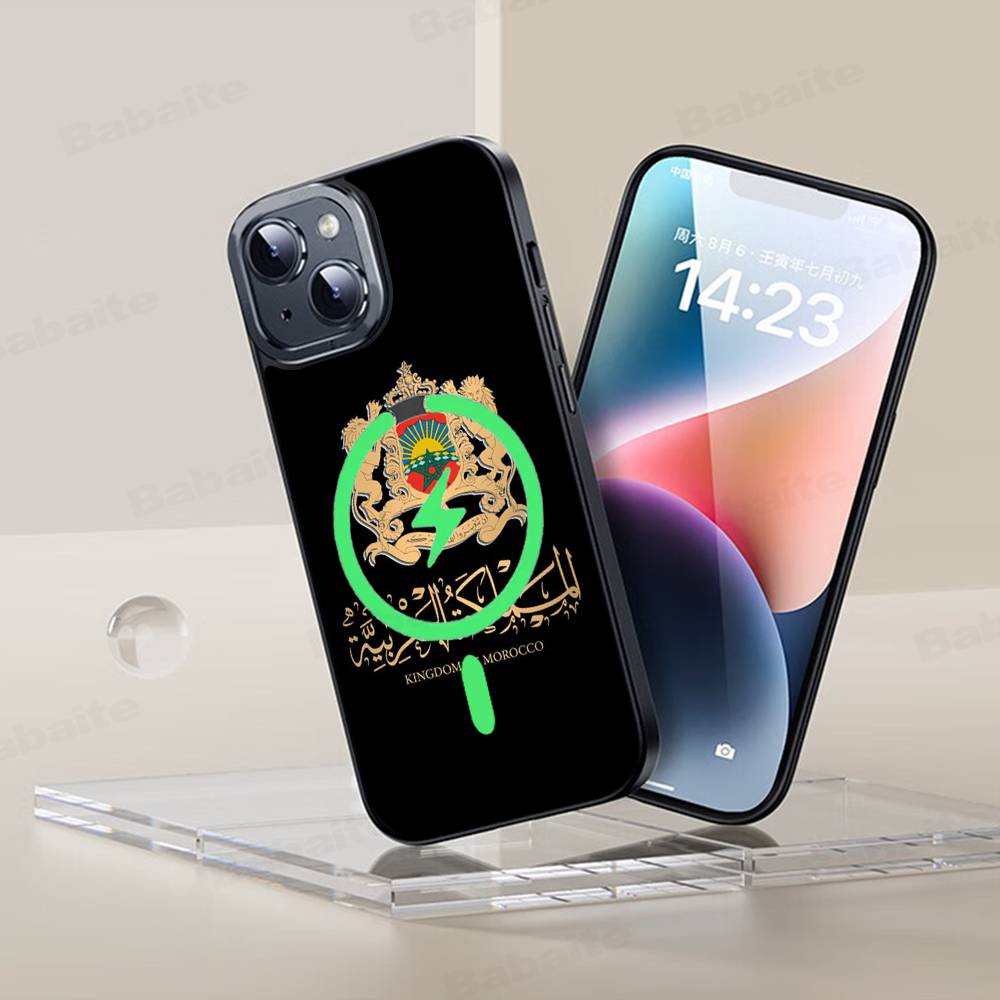 Morocco Map Flag Magnetic Case For IPhone 17 16 14 13 12 11 15 Pro Max Plus Wireless Charge Phone Cover