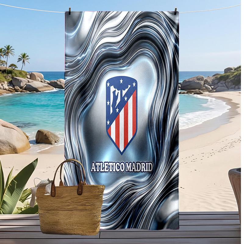 Πετσέτα Παραλίας Atletico Madrid Εκτυπωμένη Γρήγορου Στεγνώματος Μαλακή Πετσέτα Φορητή Μεγάλη Ορθογώνια Κουβέρτα Παραλίας για Ταξίδι Πισίνα