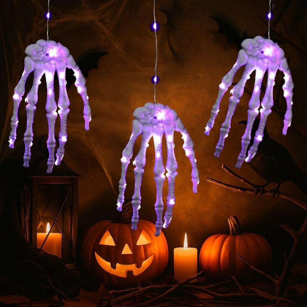 Exquisite Lighted Skeleton Hand Props Handmade Halloween Decorative Lights  Halloween Decoration