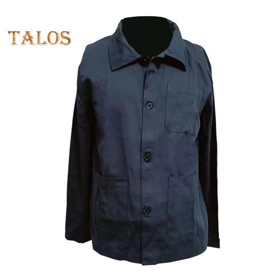 Men Jacket Lapel Long Sleeve Single Breasted Middle-aged Coat with Patch Pocket Solid Color Casual Jacket Outwear